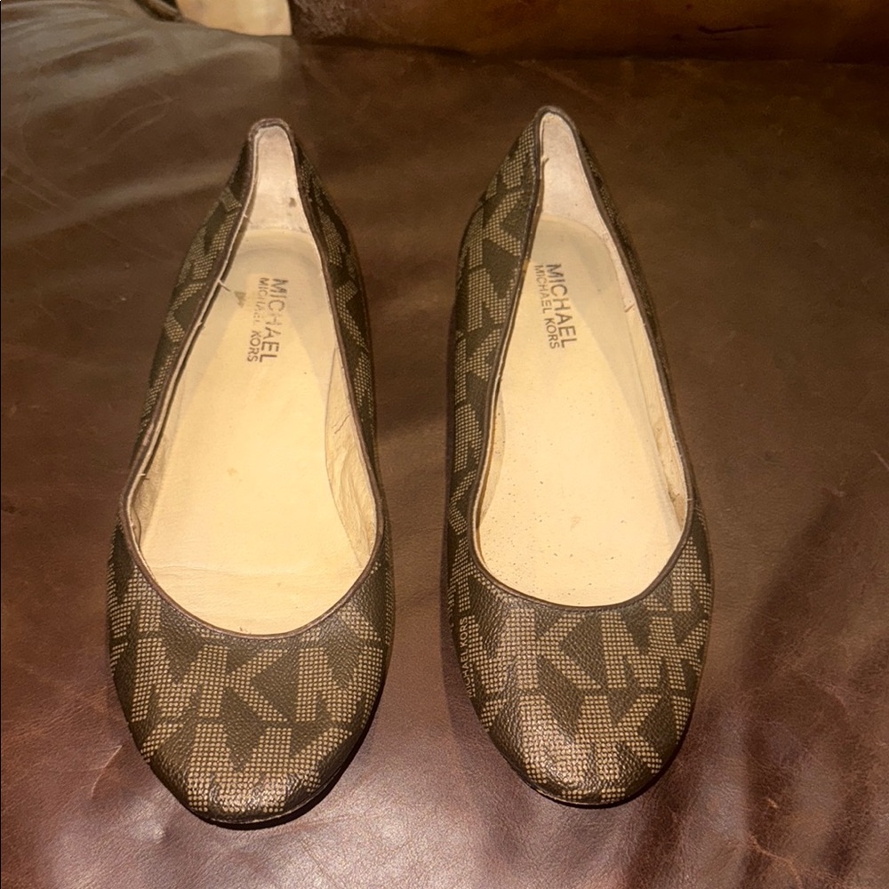 Vintage Michael Kors Brown Flats with Signature MK Monogram size 7M